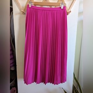 J Crew Pleated Midi Skirt Hot Pink Fuchsia Size 0